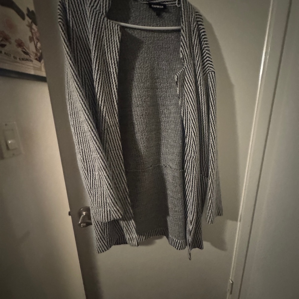 Express Textured Gray Cardigan
